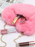 Cute Heart-Shaped Fluffy Crossbody Bag with Bonus Earrings & Keychain (3 Color Choices)