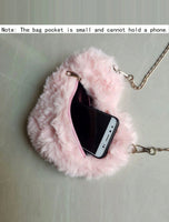 Cute Heart-Shaped Fluffy Crossbody Bag with Bonus Earrings & Keychain (3 Color Choices)