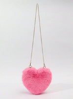 Cute Heart-Shaped Fluffy Crossbody Bag with Bonus Earrings & Keychain (3 Color Choices)