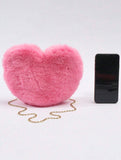 Cute Heart-Shaped Fluffy Crossbody Bag with Bonus Earrings & Keychain (3 Color Choices)