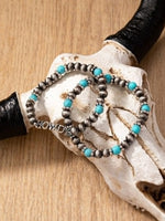 Turquoise & Silver "Howdy" Western Bracelets (2 Pieces)