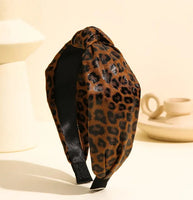 PU Faux Leather Leopard Print Headbands (2 Color Choices)