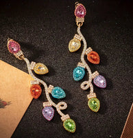 Multicolor Rhinestone Christmas Lights Earrings