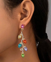 Multicolor Rhinestone Christmas Lights Earrings