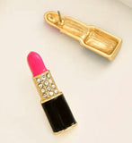 Hot Pink Lipstick Shaped Crossbody with Bonus Matching Earrings