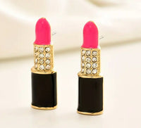 Hot Pink Lipstick Shaped Crossbody with Bonus Matching Earrings