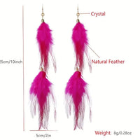 Boho Chic Long Dangle Feather Earrings -5 Color Choices