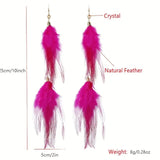 Boho Chic Long Dangle Feather Earrings -5 Color Choices