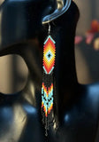 Boho-Chic Aztec Beaded Long Tassel Earrings