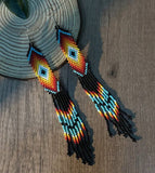 Boho-Chic Aztec Beaded Long Tassel Earrings