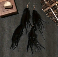 Boho Chic Long Dangle Feather Earrings -5 Color Choices