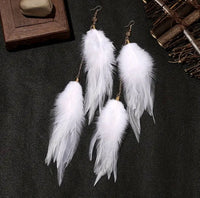 Boho Chic Long Dangle Feather Earrings -5 Color Choices