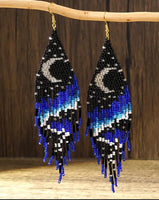 Bohemian Stylish Moon & Stars Beaded Tassel Earrings
