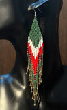 Boho-Chic Olive Green Beaded Long Tassel Earrings