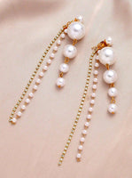 Pearl Tassel Post-Back Earrings