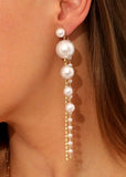 Pearl Tassel Post-Back Earrings