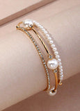 Set of 5 Pearl Hoop Earrings or Pearl & Rhinestone Wrap Bracelet (Goldtone)