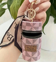 Lipstick/Chapstick Triangular Print Bag Keychain (3 Color Choices)