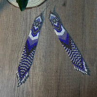 Boho-Chic Purples Beaded Long Tassel Earrings