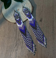 Boho-Chic Purples Beaded Long Tassel Earrings