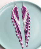 Gradient Bohemian Long Beaded Tassel Earrings (6 Color Choices)