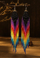 Boho-Chic Colorful Beaded Long Tassel Earrings