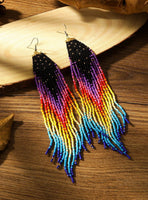 Boho-Chic Colorful Beaded Long Tassel Earrings