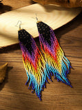 Boho-Chic Colorful Beaded Long Tassel Earrings