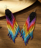 Boho-Chic Colorful Beaded Long Tassel Earrings