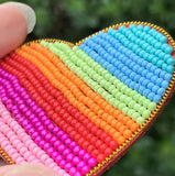 Rainbow Heart Seed Bead Earrings