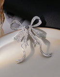 Simple Ribbon Rhinestone Bow Earrings