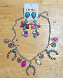 Western Squash Blossom Charm Necklace with Coordinating Earrings (3 Color Available)
