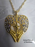 Rhinestone Wings & Cross Necklace