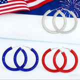 Rhinestone/Crystal Hoop Earrings (3 Color Choices)