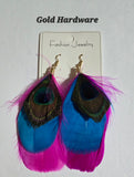 Boho Chic Colorful Feather Earrings