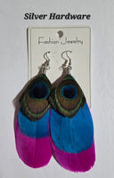 Boho Chic Colorful Feather Earrings