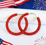Rhinestone/Crystal Hoop Earrings (3 Color Choices)