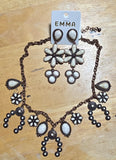 Western Squash Blossom Charm Necklace with Coordinating Earrings (3 Color Available)