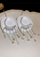 Western Cowboy Rhinestone Fringe Earrings (5 Colors Available)