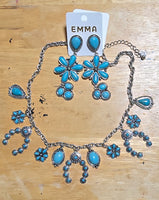 Western Squash Blossom Charm Necklace with Coordinating Earrings (3 Color Available)