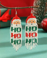 CHRISTMAS Boho-Chic Beaded Long Tassel Earrings (Santa or Snowman)