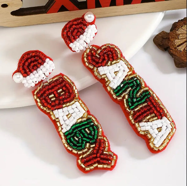CHRISTMAS - Santa Baby or Jingle Bells Seed Bead Earrings