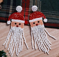 CHRISTMAS Beaded Santa Claus Earrings