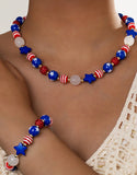 Patriotic Beaded Necklace & Bracelet Set