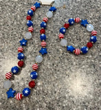 Patriotic Beaded Necklace & Bracelet Set