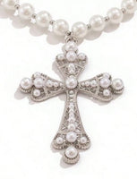 Elegant Pearl Cross Necklaces (3 Color Options)