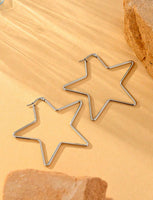 Star Shaped Hoop Earrings (Available in Goldtone or Silvertone)