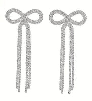 Rhinestone Tassel Bows Earrings (2 Color Choices)
