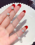 Delicate Pearl Chain Earrings (Gold or Silver)