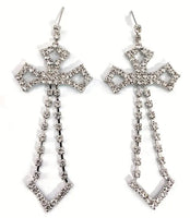 Rhinestone Hollow Cross Earrings (3 Color Choices)
